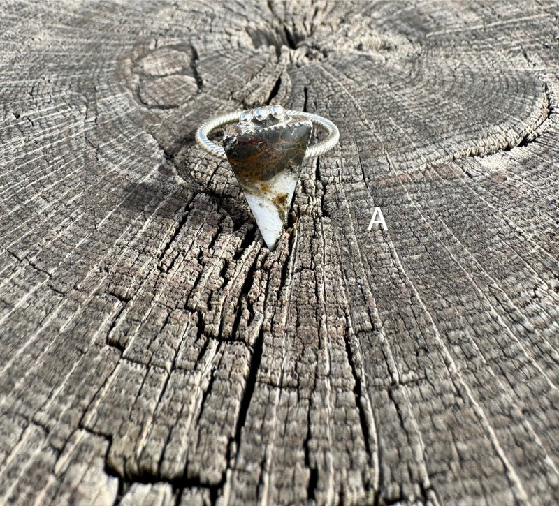 Triangular White Buffalo Ring