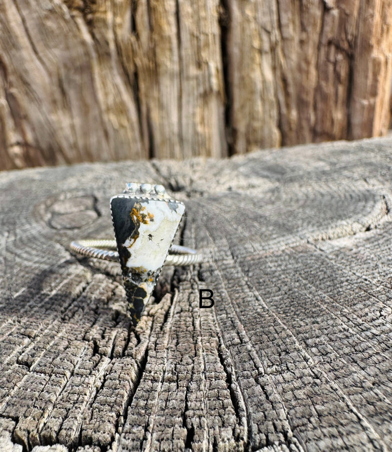 Triangular White Buffalo Ring