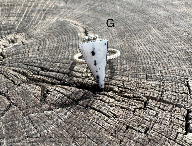 Triangular White Buffalo Ring