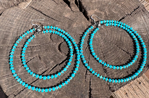 Double Hoop Turquoise Earrings