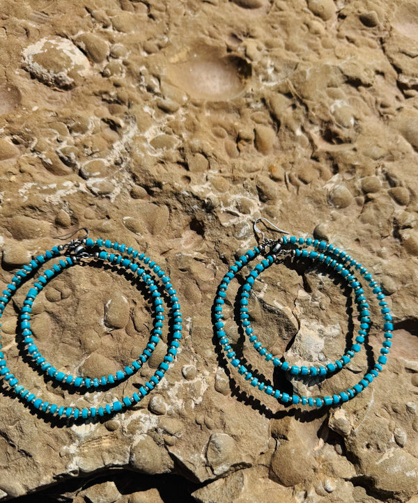 Double Hoop Turquoise Earrings