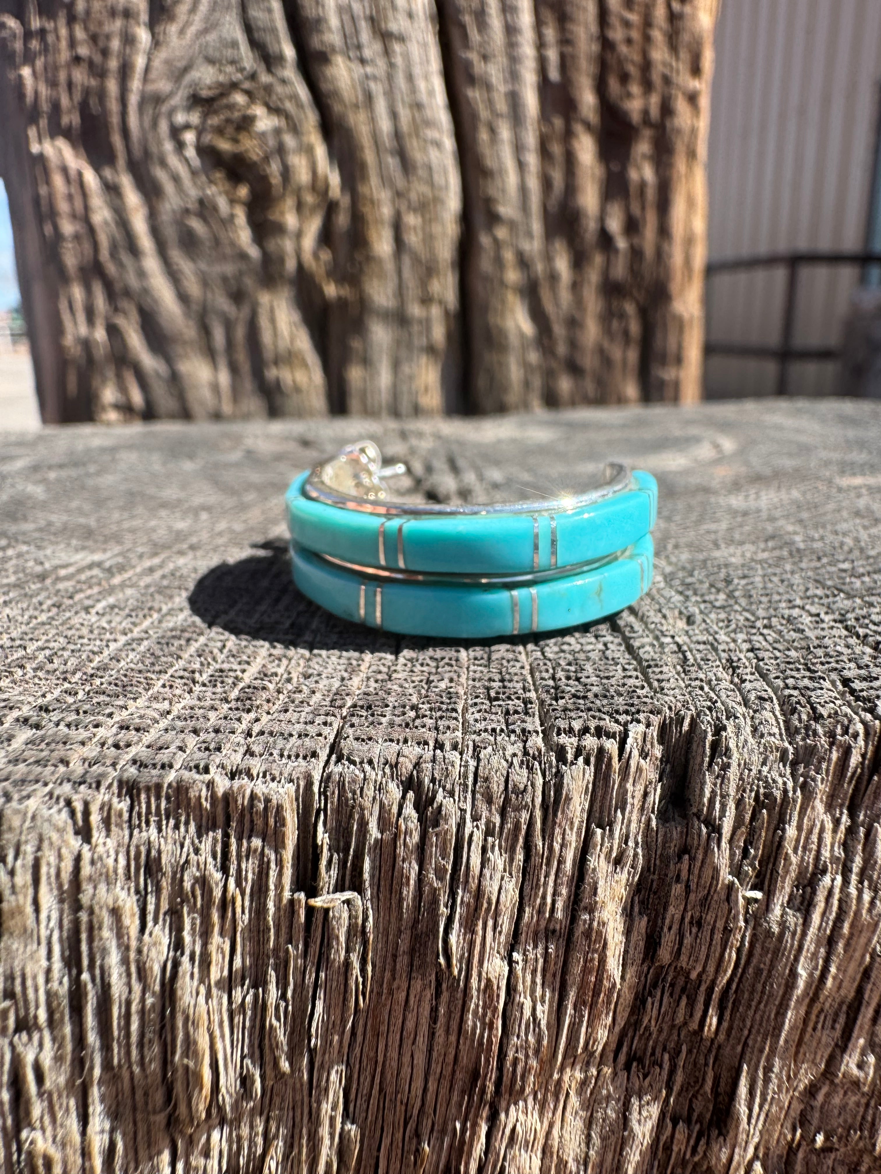 Turquoise Inlay Hoop Earring