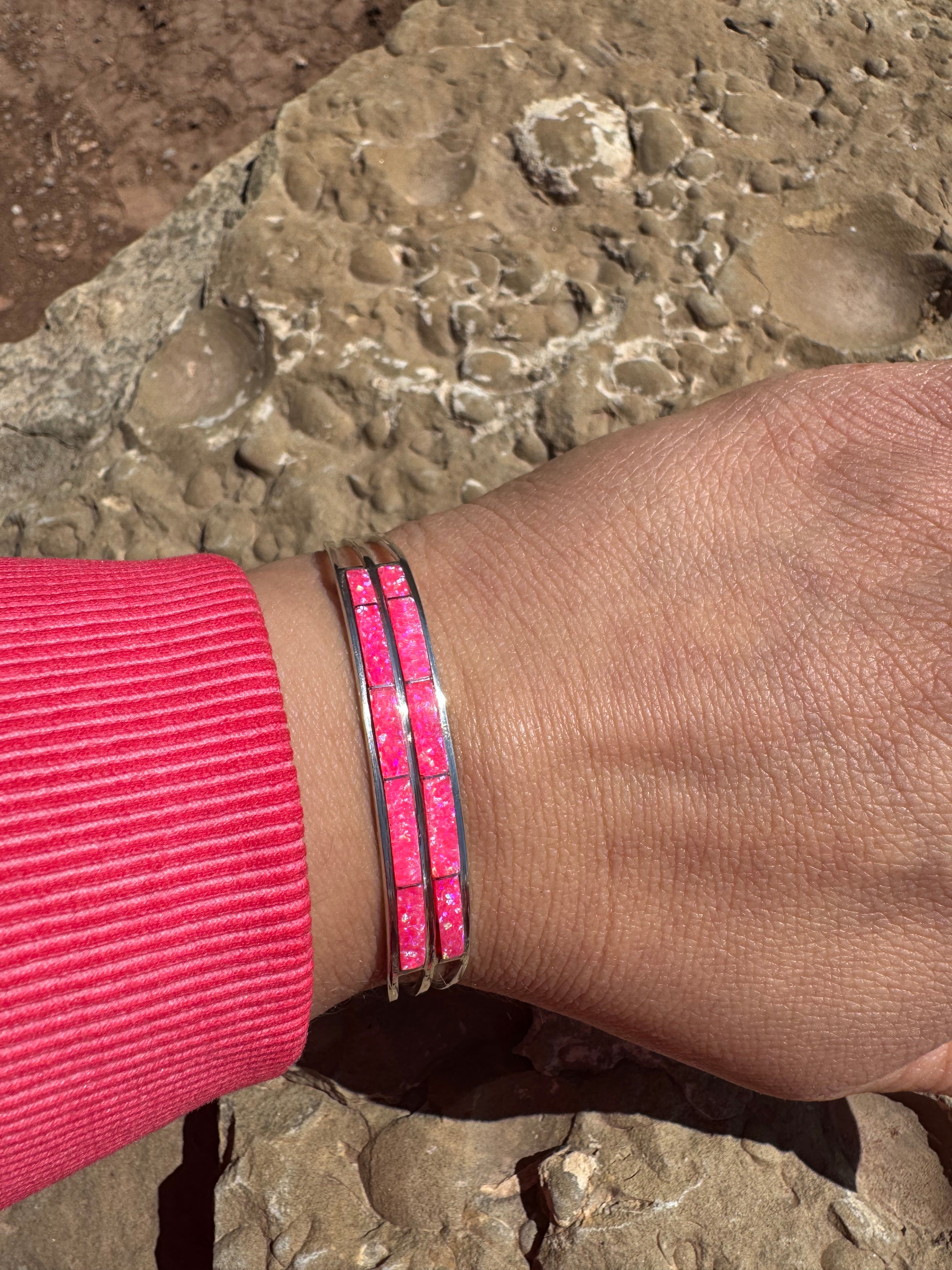 Hot  Pink Opal Barbie Cuff