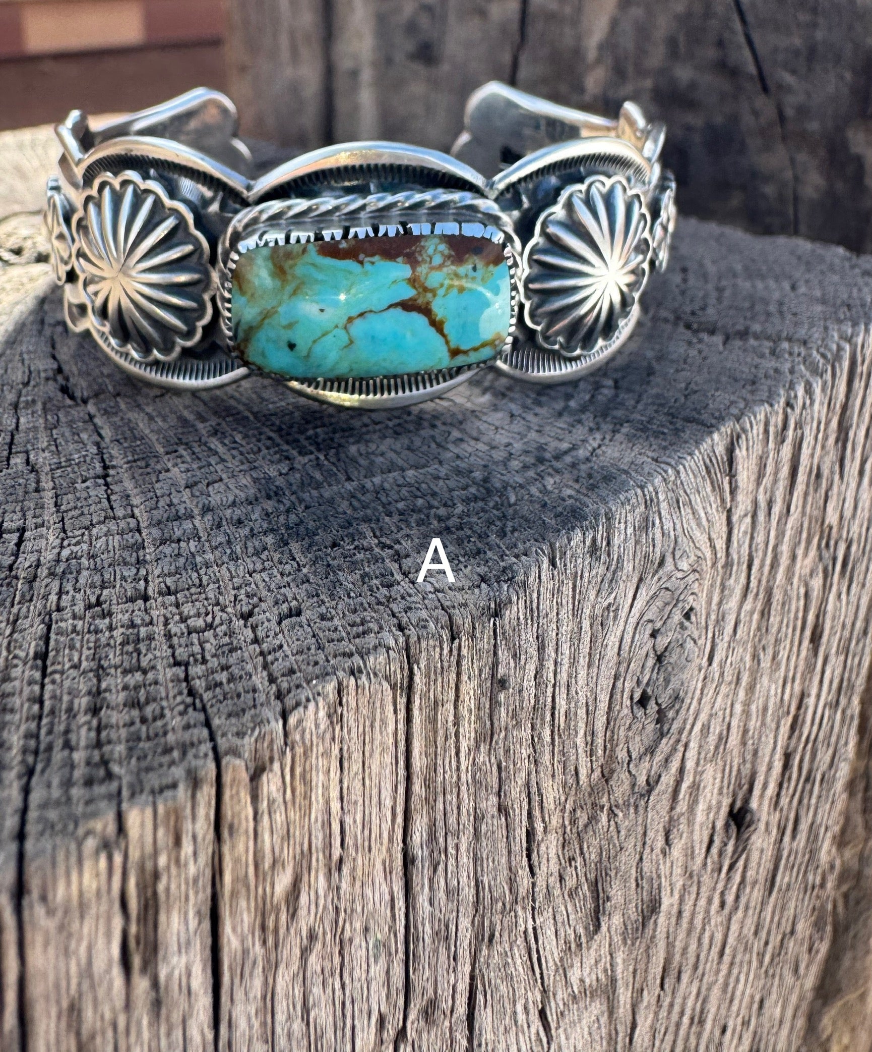 Turquoise Stamped Silver Cuff