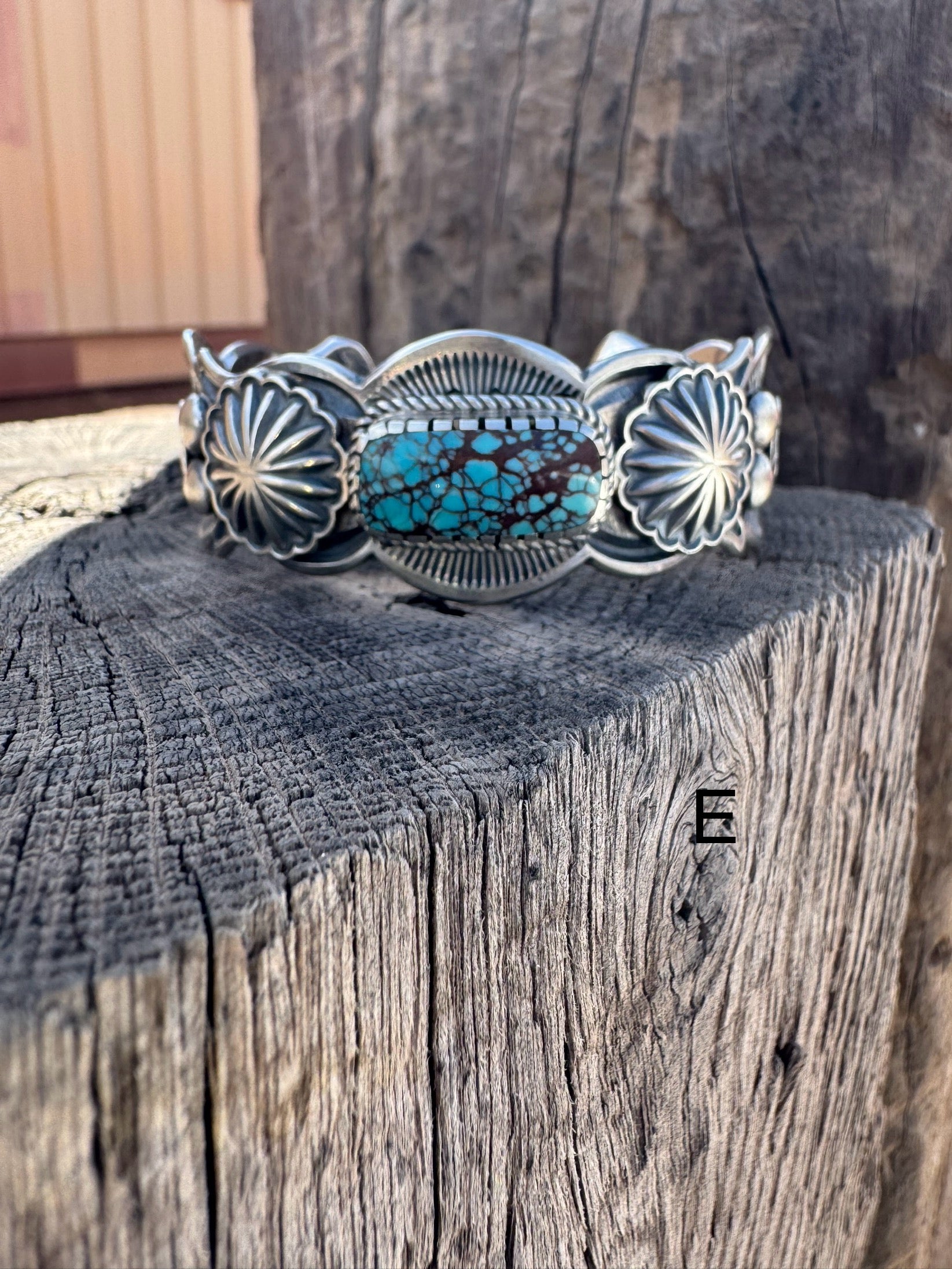 Turquoise Stamped Silver Cuff