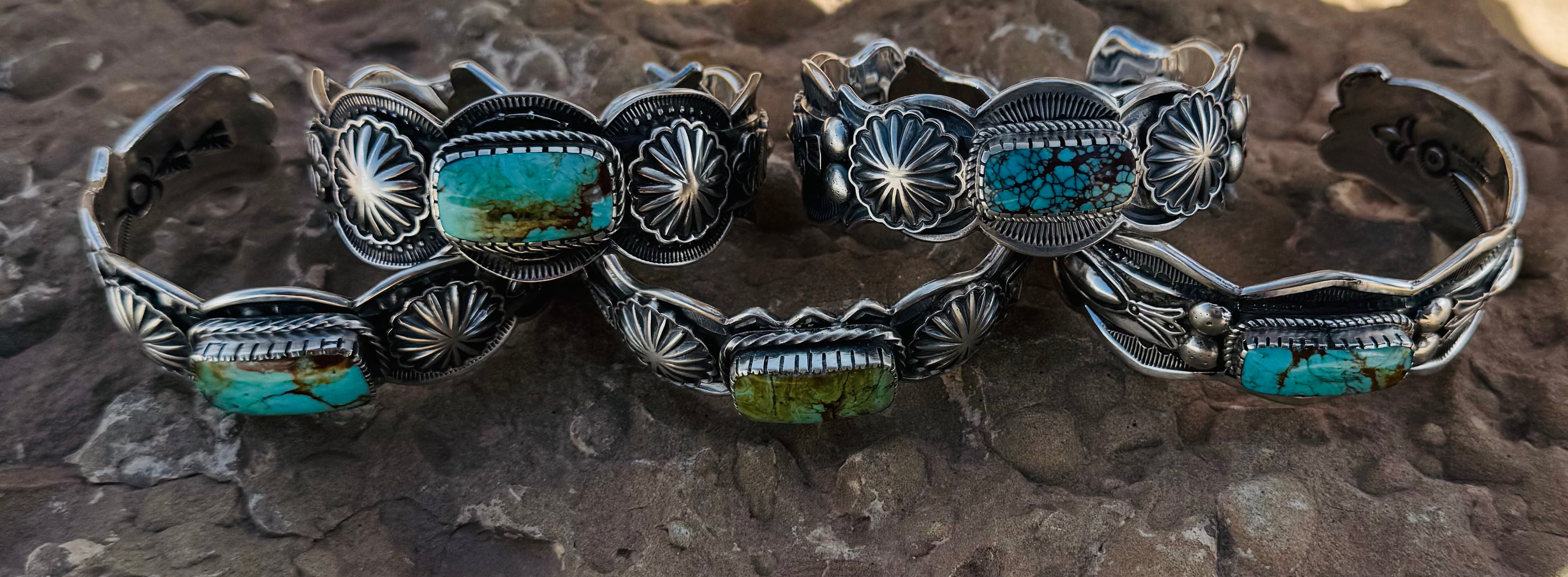 Turquoise Stamped Silver Cuff