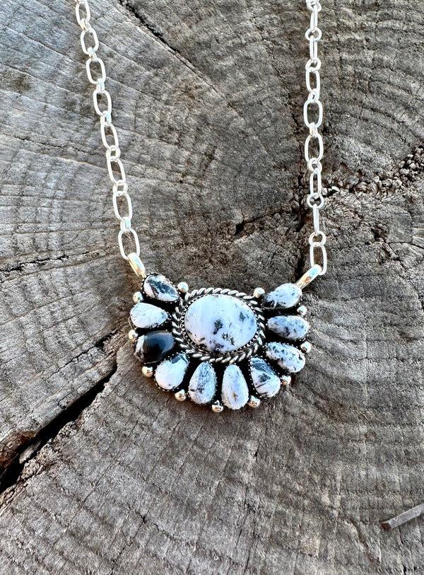 White Buffalo Half Cluster Necklace