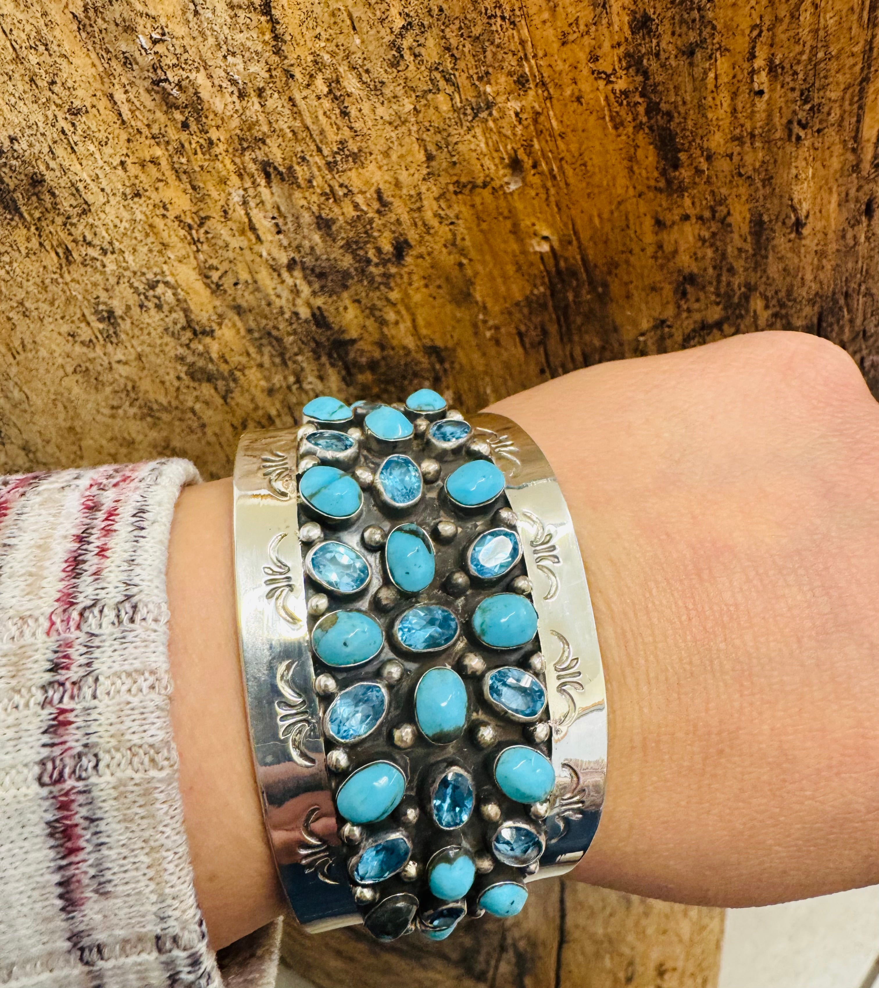Blue Topaz Silver Cuff