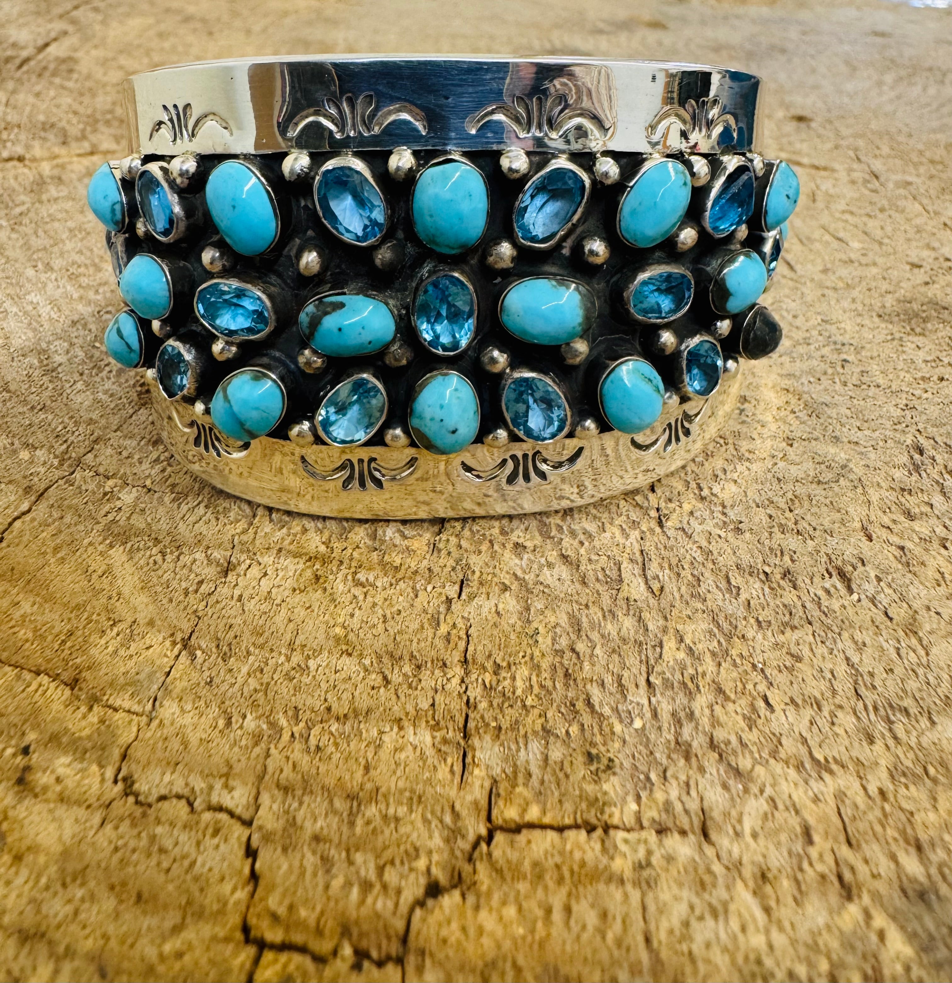 Blue Topaz Silver Cuff