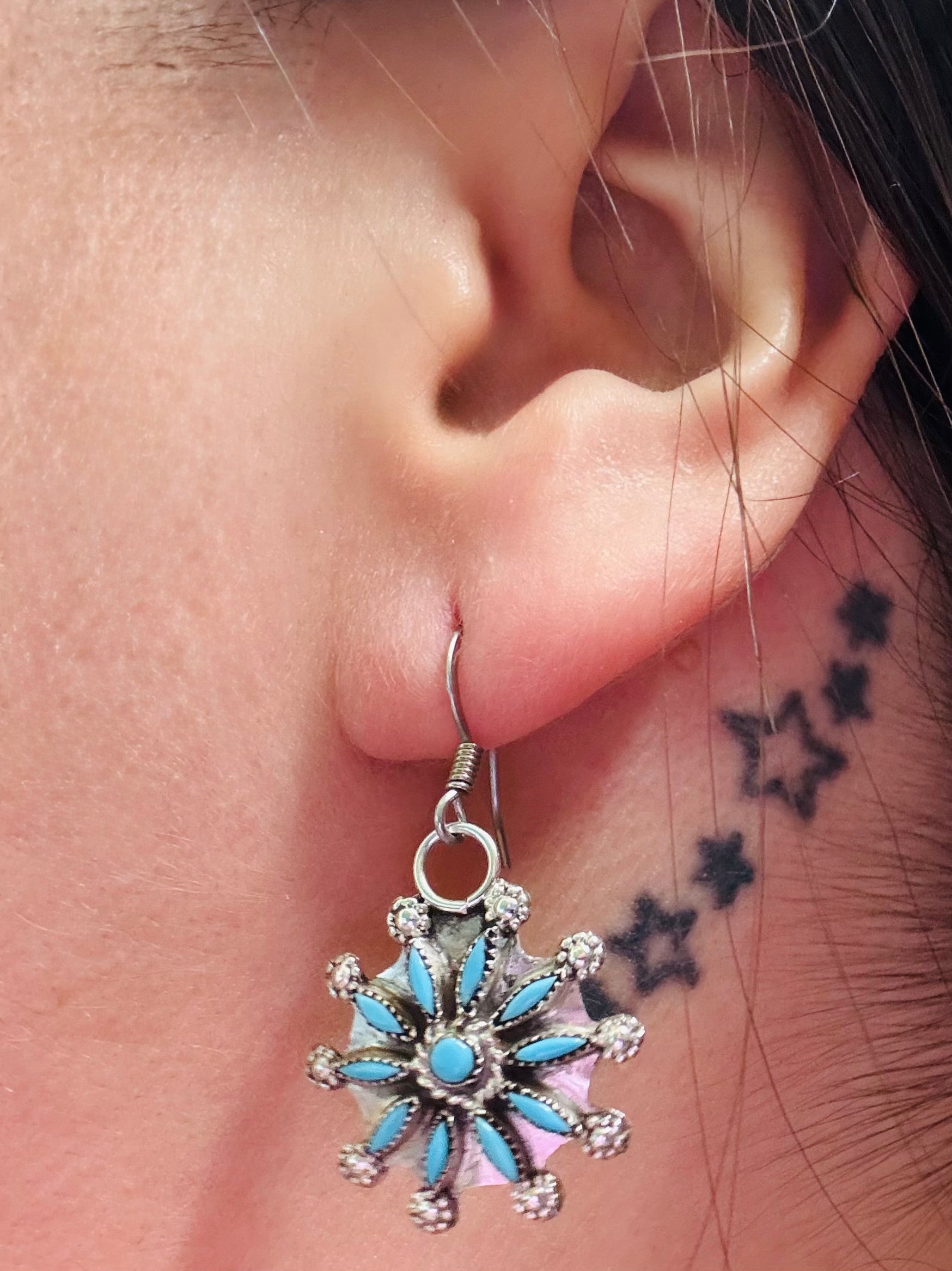 Zuni Needlepoint Disk Earrings