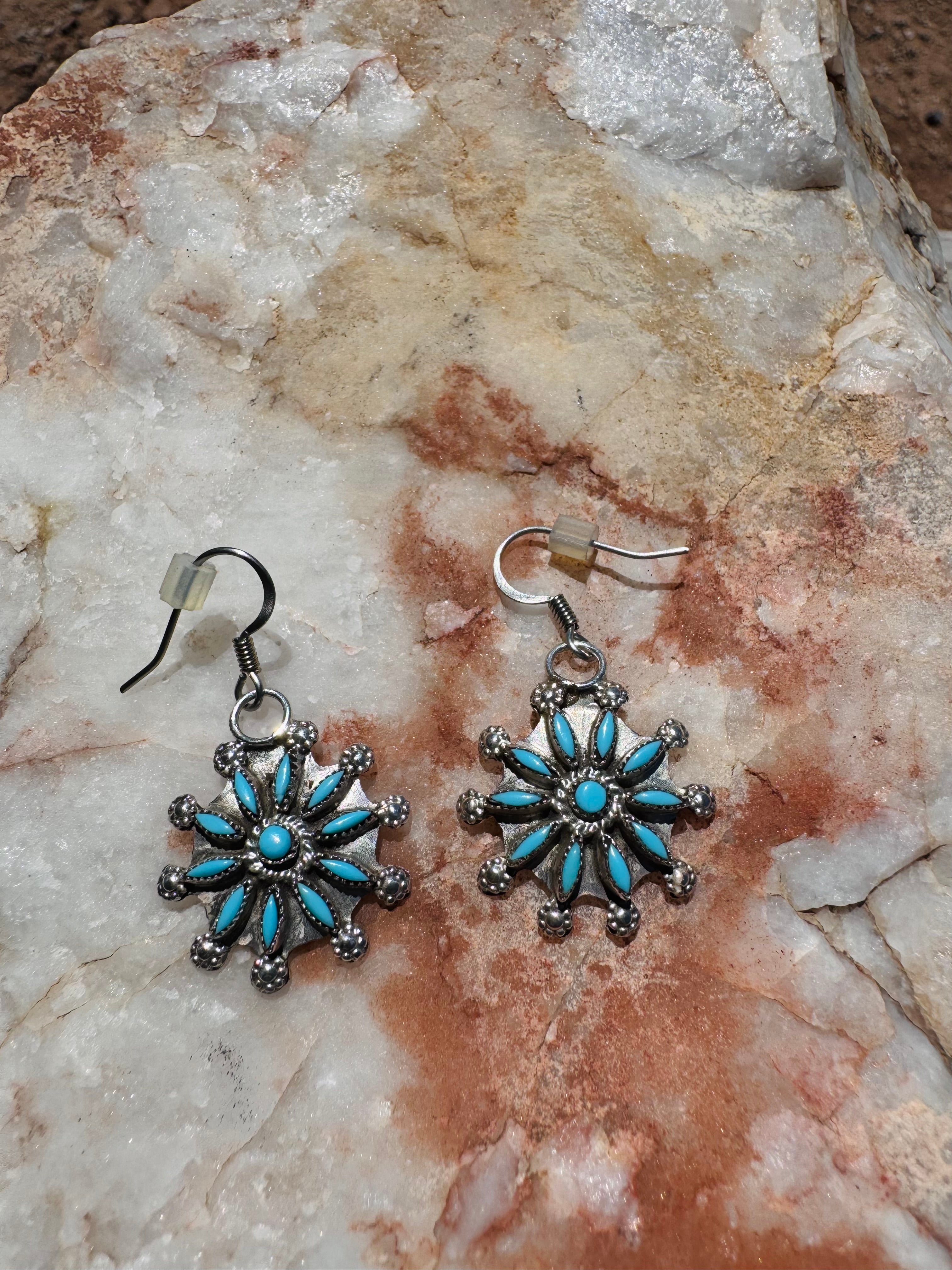 Zuni Needlepoint Disk Earrings