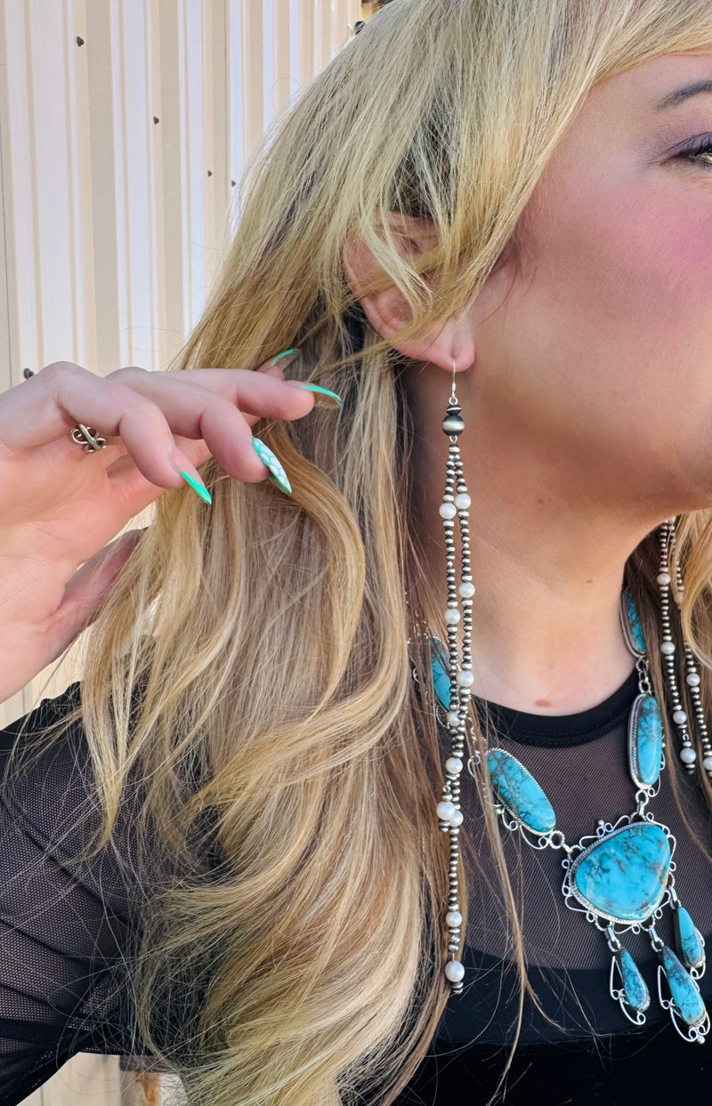 Linear Navajo Pearl Earrings