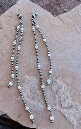 Linear Navajo Pearl Earrings
