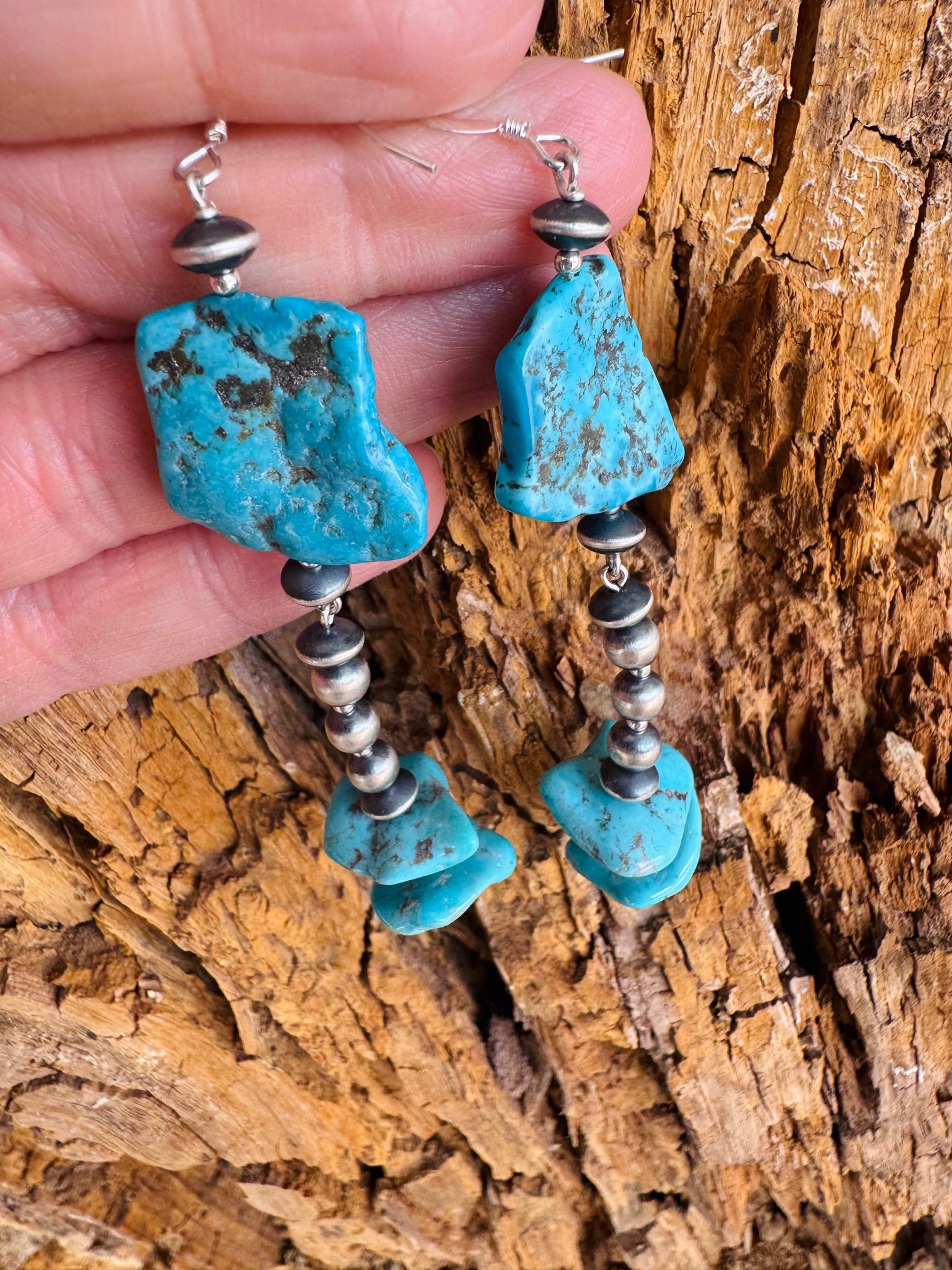 Natural Cut Turquoise Earrings
