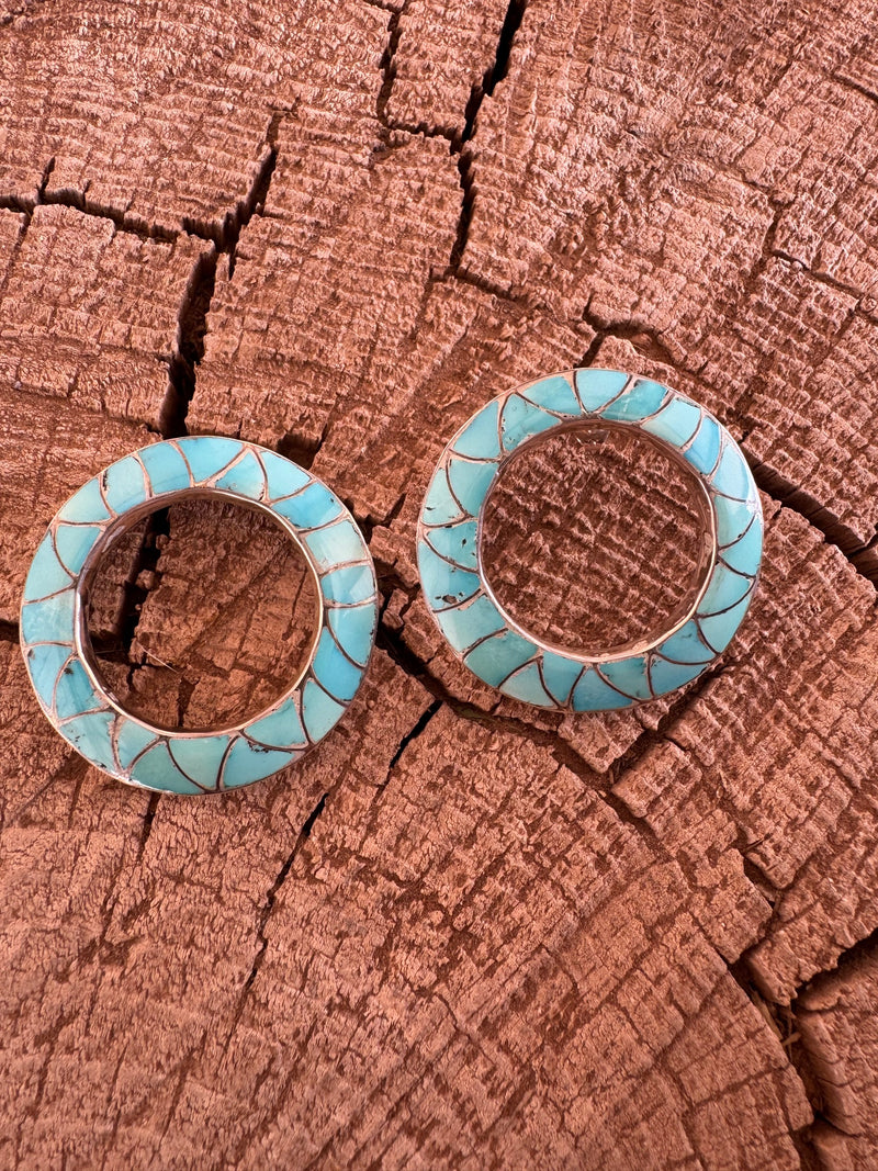 "Vintage" Turquoise Inlay Circular Studs