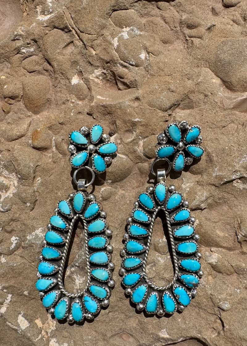 Southwestern  Floral Turquoise Earrings