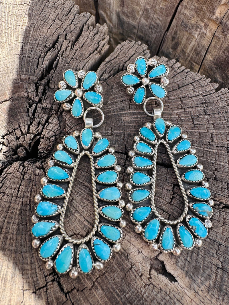 Southwestern  Floral Turquoise Earrings