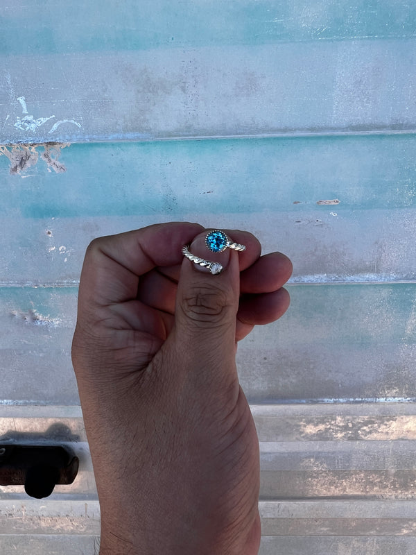 Blue Topaz and White Buffalo Wrap Ring