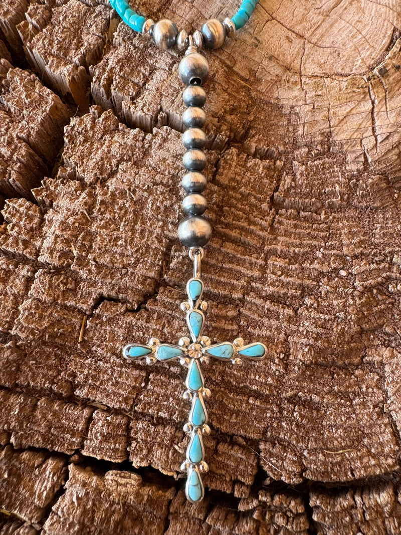 Turquoise Cross Lariat
