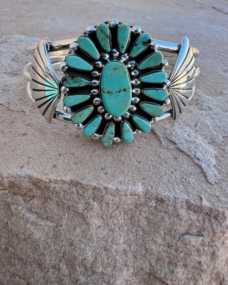 Embellished Tri Band Turquoise Cuff