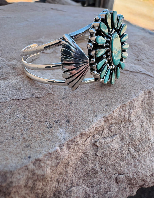 Embellished Tri Band Turquoise Cuff