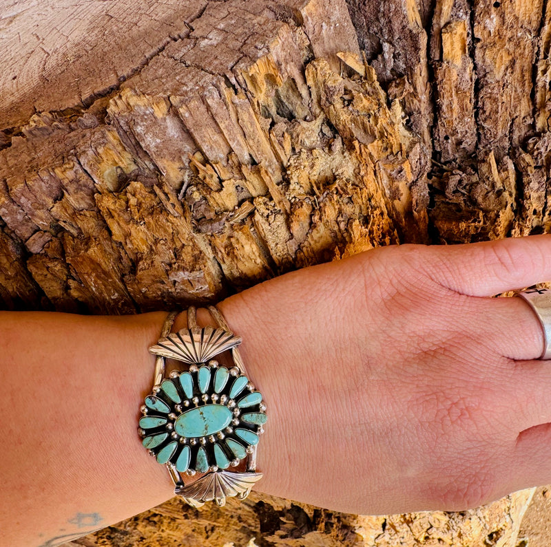 Embellished Tri Band Turquoise Cuff