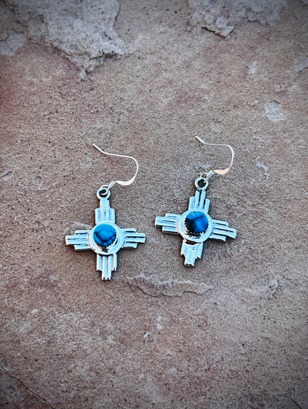 Zia Symbol Turquoise Earrings