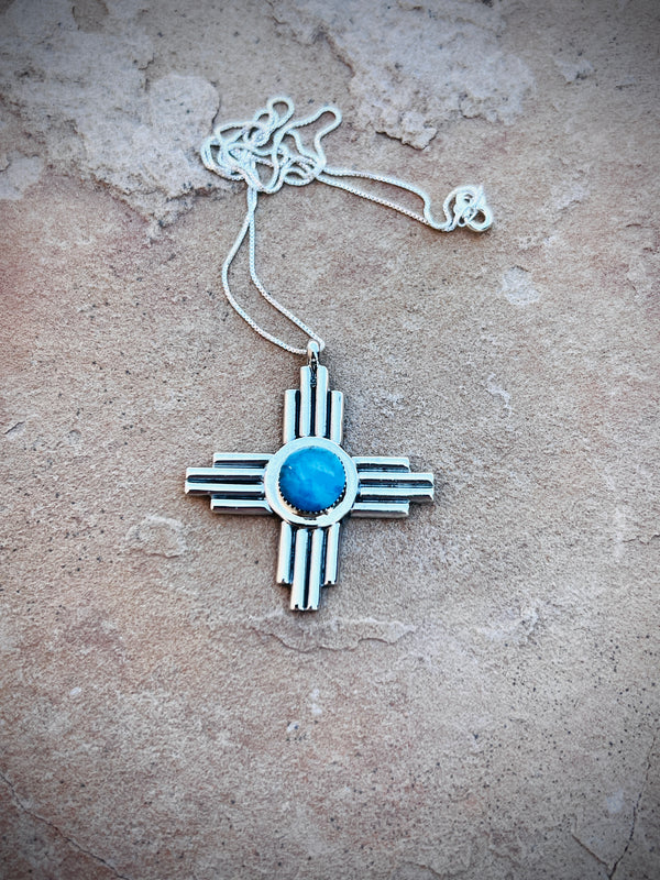 New Mexico Zia Symbol Turquoise Pendant