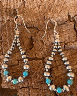 Tear Drop Turquoise Hoop Earrings