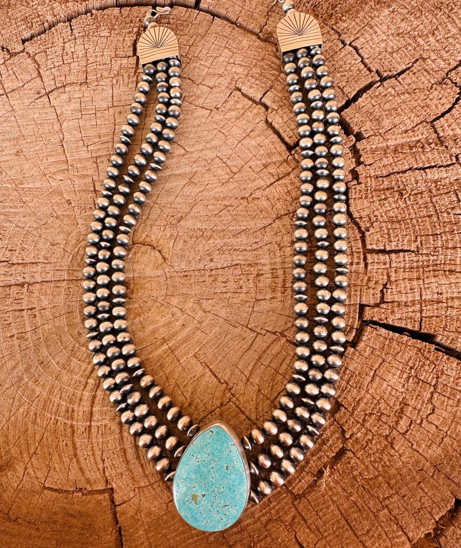 3 Strand Navajo Pearls with Turquoise Pendant