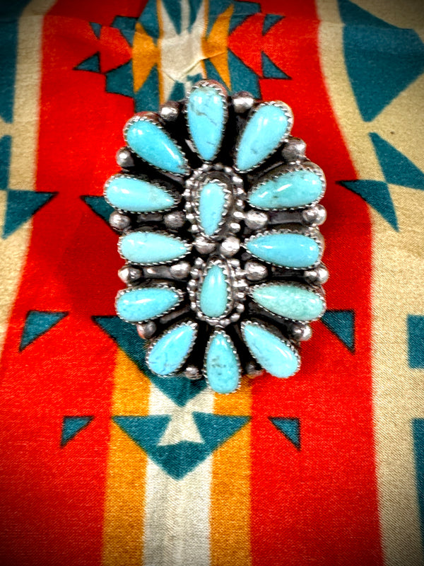 Turquoise Teardrop Cluster Ring