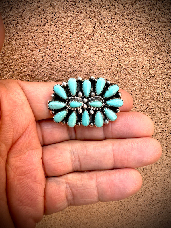 Turquoise Teardrop Cluster Ring