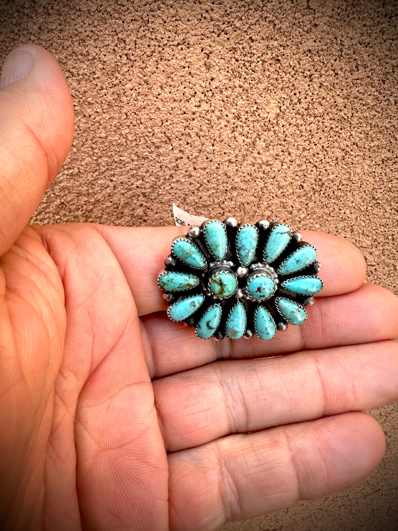 Teardrop and Round Turquoise Cluster Ring