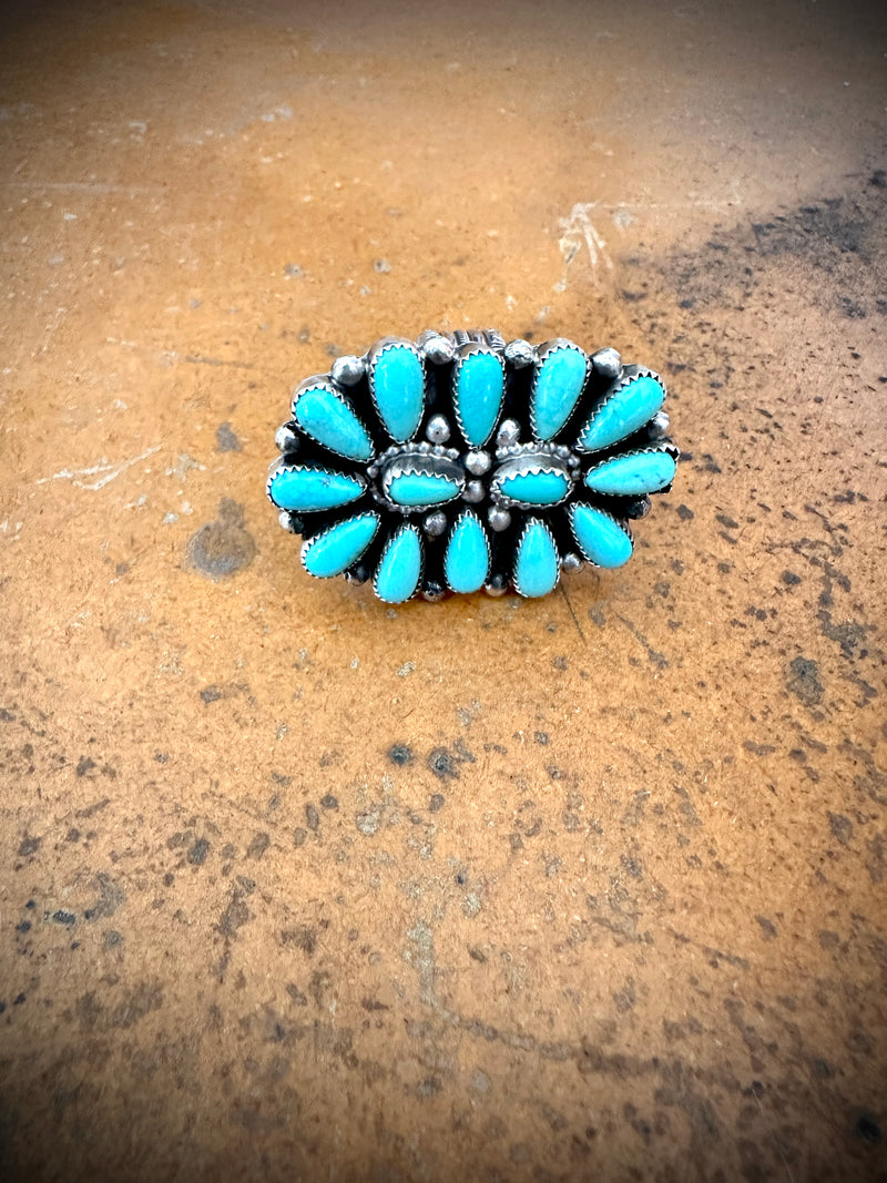 Turquoise Teardrop Cluster Ring