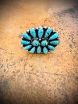 Teardrop and Round Turquoise Cluster Ring