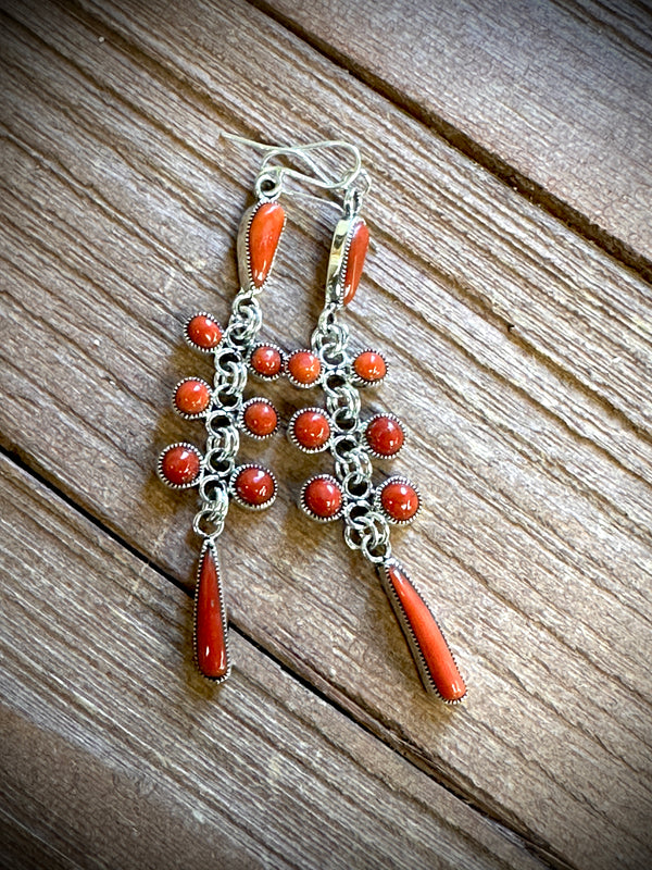 Smokey Gchachu Coral Dangle Earrings