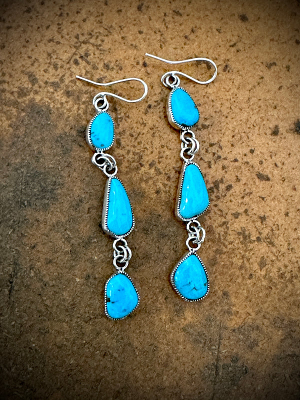 Smokey Gchachu 3 Tier Turquoise Earrings