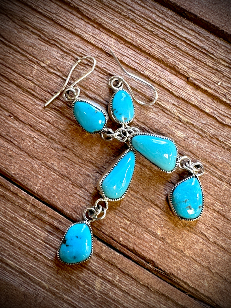 Smokey Gchachu 3 Tier Turquoise Earrings