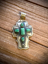 Large Green Turquoise Cross Pendant