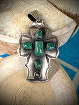 Large Green Turquoise Cross Pendant