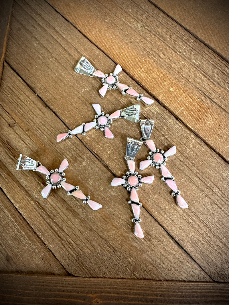 Who Knew Pink Conch Cross Pendant