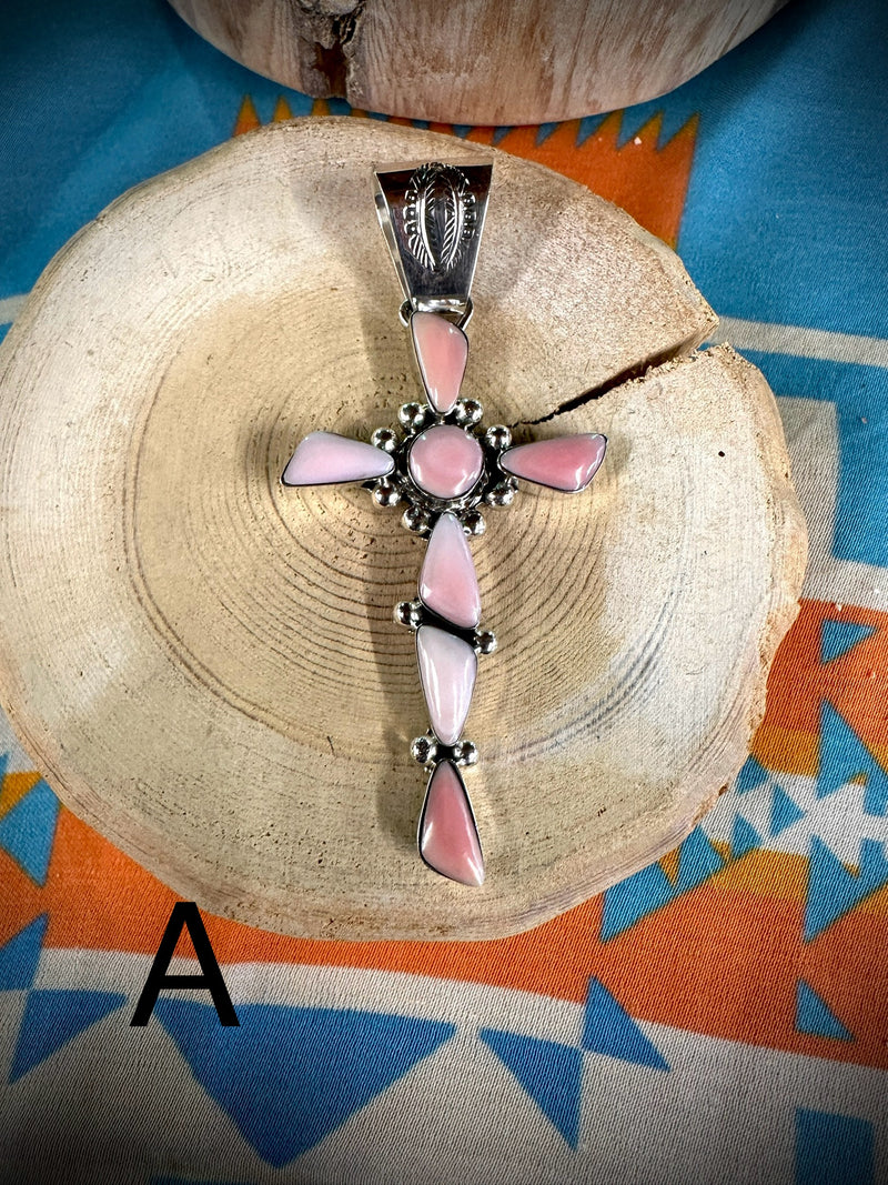 Who Knew Pink Conch Cross Pendant