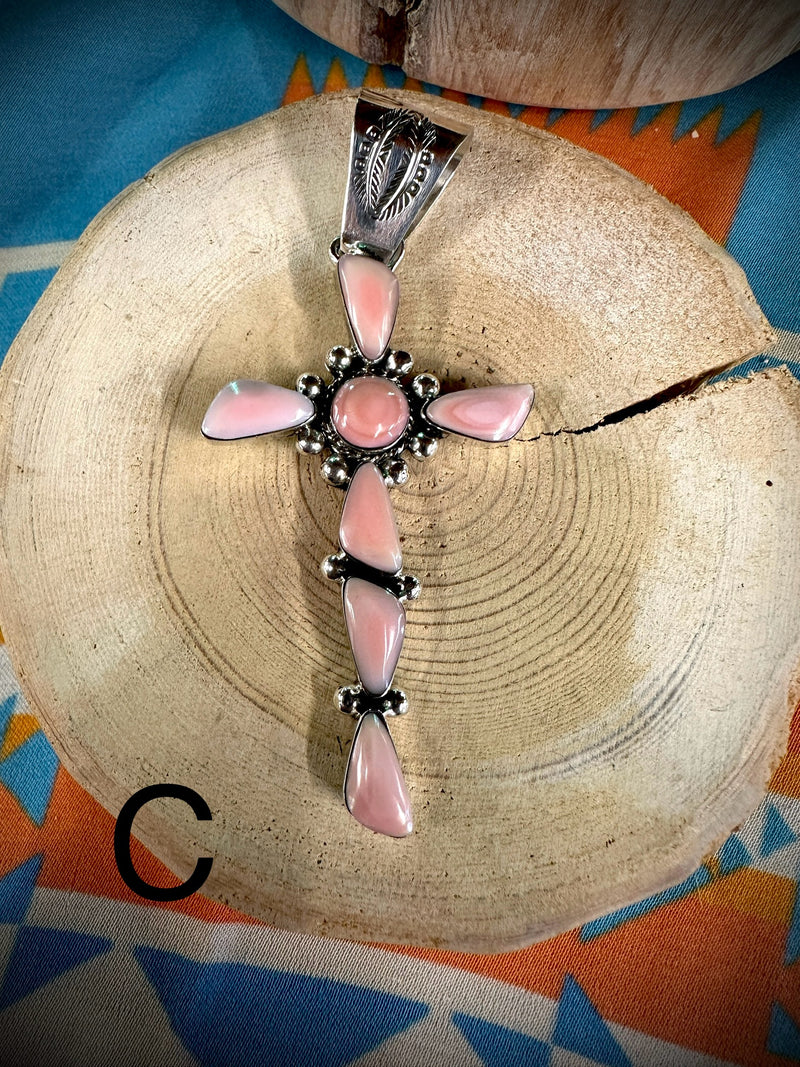 Who Knew Pink Conch Cross Pendant