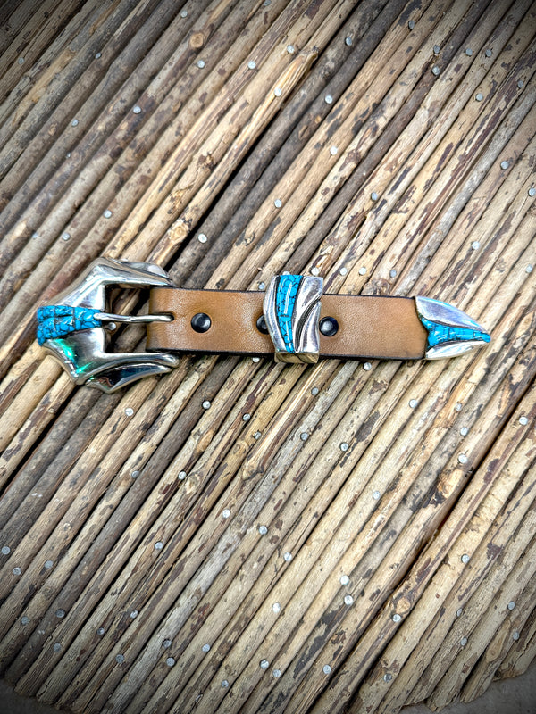 Sterling Silver Turquoise Inlay Ranger Belt Buckle