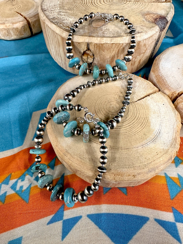 Silver and Turquoise Navajo Pearl Bracelet