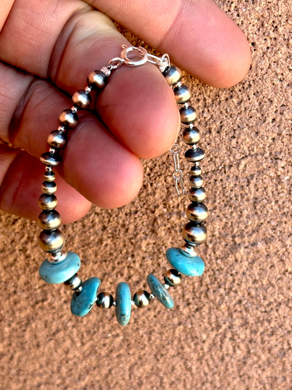 Silver and Turquoise Navajo Pearl Bracelet