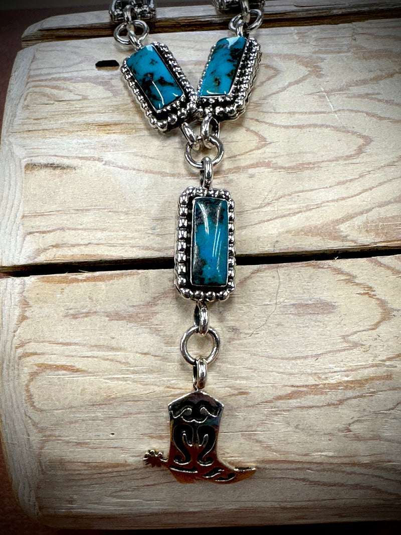 Boots and Spurs Turquoise Lariat Necklace