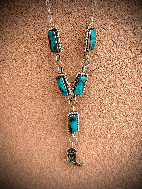 Boots and Spurs Turquoise Lariat Necklace