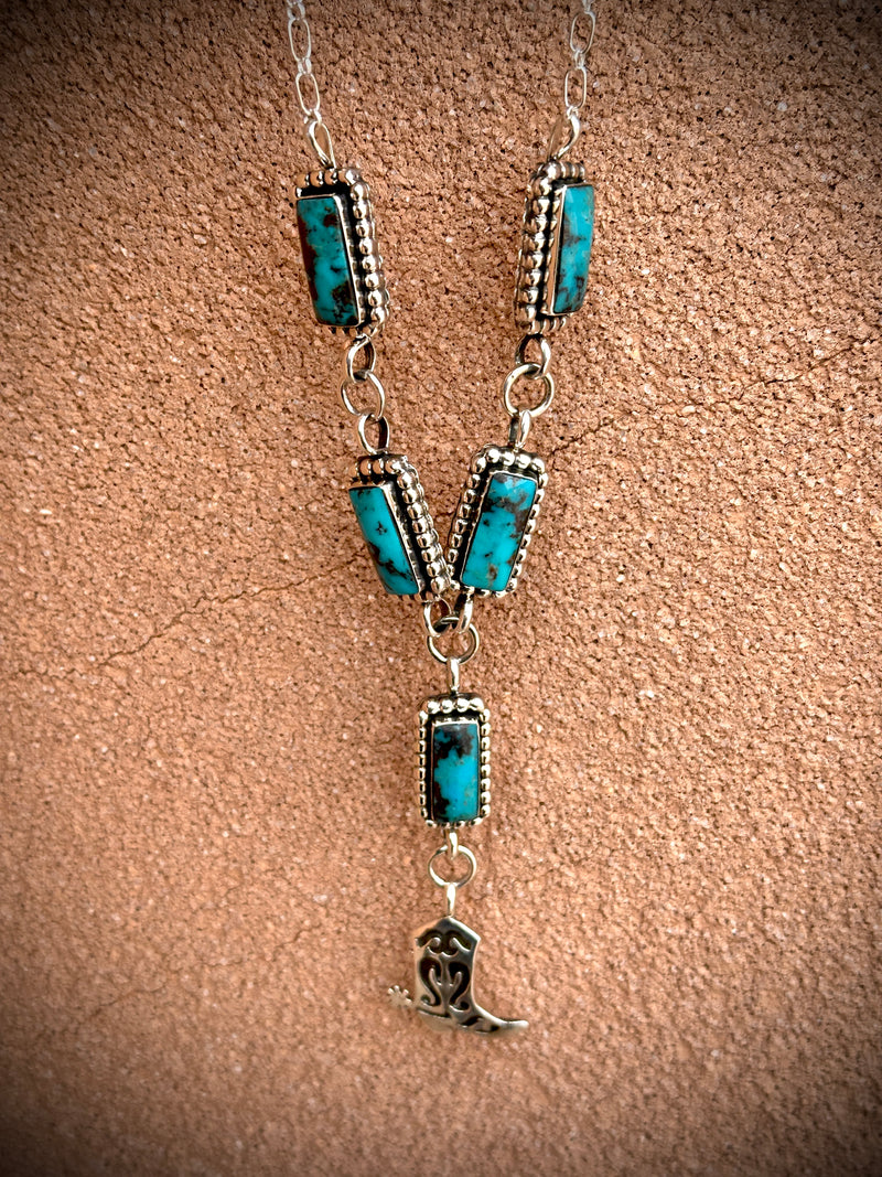 Boots and Spurs Turquoise Lariat Necklace