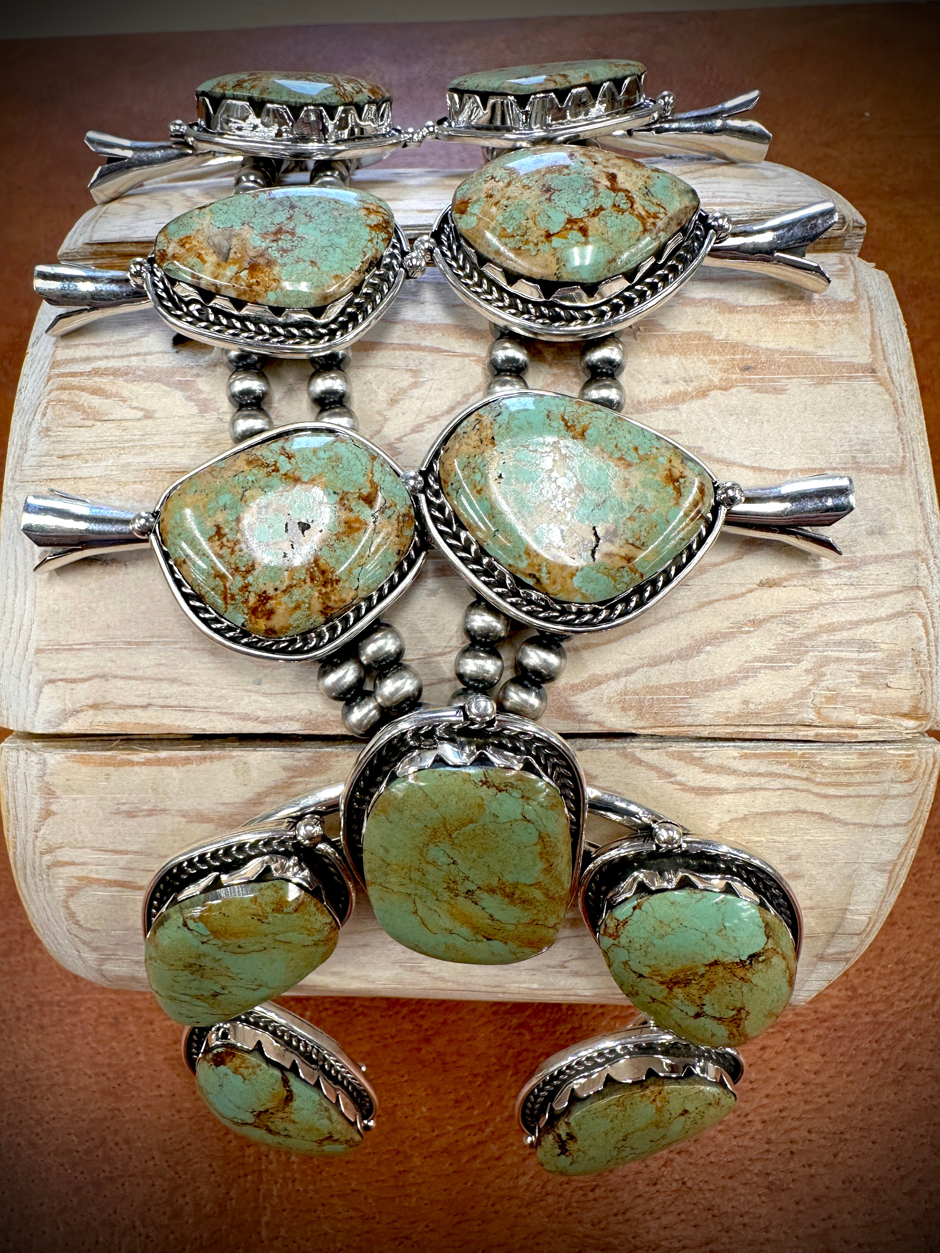 Need You Now Ceremonial Green Turquoise Squash Blossom